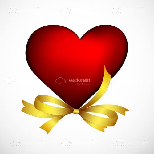 Elegant Red Heart with Golden Ribbon Bow